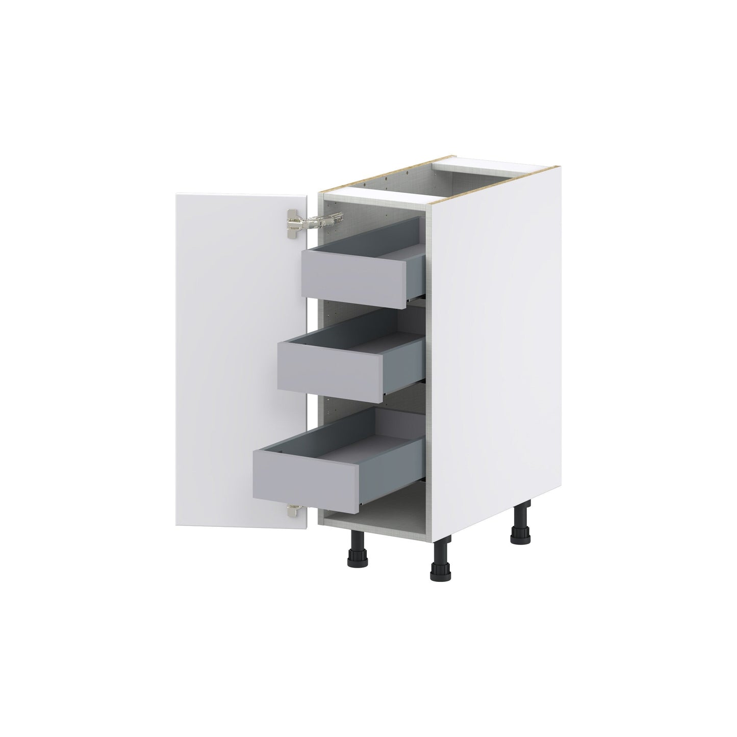 Hugo&Borg Lasalle 12-in W x 34.5-in H x 24-in D Bright White Slab 3-Drawers Base Fully Assembled Cabinet (Flat Panel Slab Style)