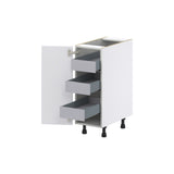 Hugo&Borg Lasalle 12-in W x 34.5-in H x 24-in D Bright White Slab 3-Drawers Base Fully Assembled Cabinet (Flat Panel Slab Style)