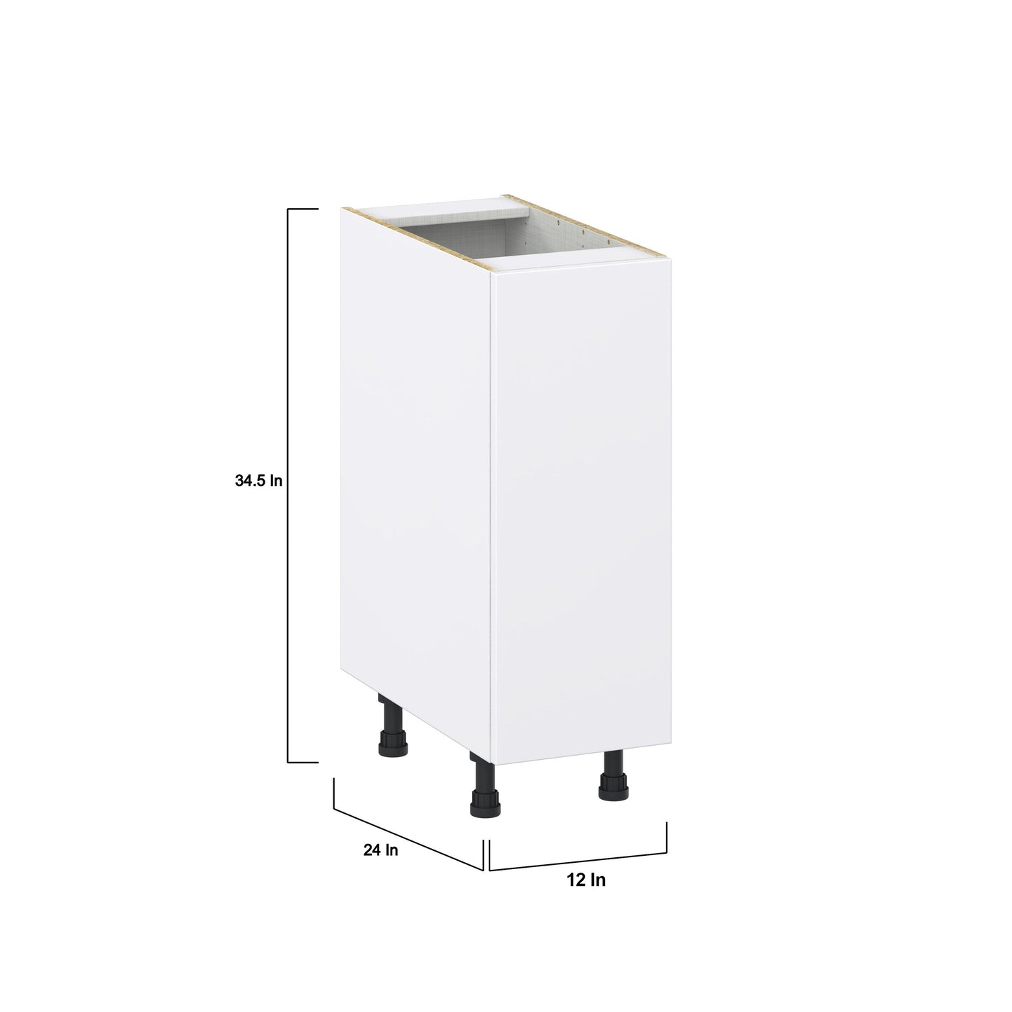 Hugo&Borg Lasalle 12-in W x 34.5-in H x 24-in D Bright White Slab 3-Drawers Base Fully Assembled Cabinet (Flat Panel Slab Style)