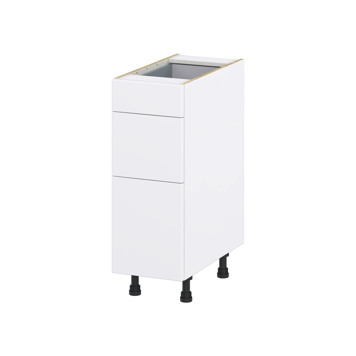 Hugo&Borg Lasalle 12-in W x 34.5-in H x 24-in D Bright White Slab 3-Drawer Base Fully Assembled Cabinet (Flat Panel Style)
