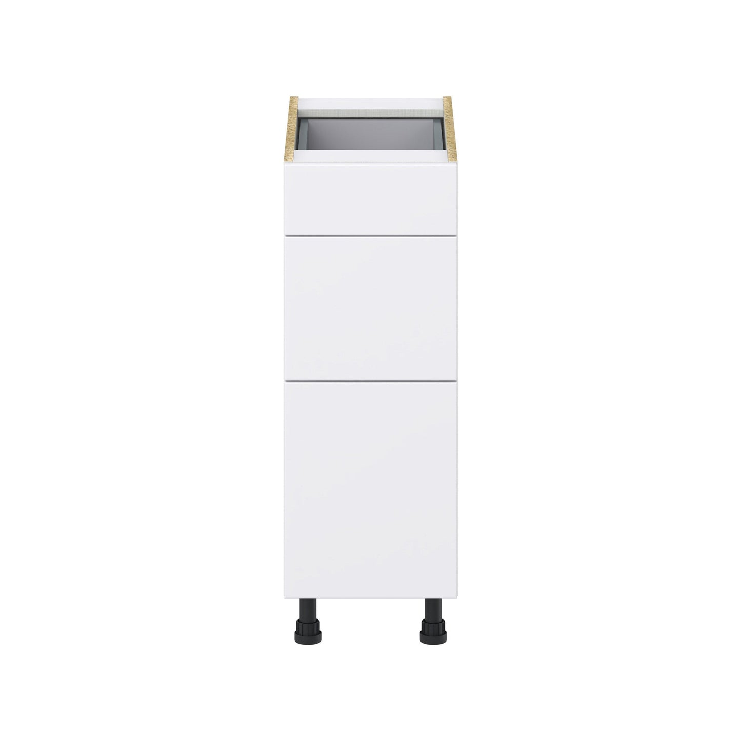 Hugo&Borg Lasalle 12-in W x 34.5-in H x 24-in D Bright White Slab 3-Drawer Base Fully Assembled Cabinet (Flat Panel Style)
