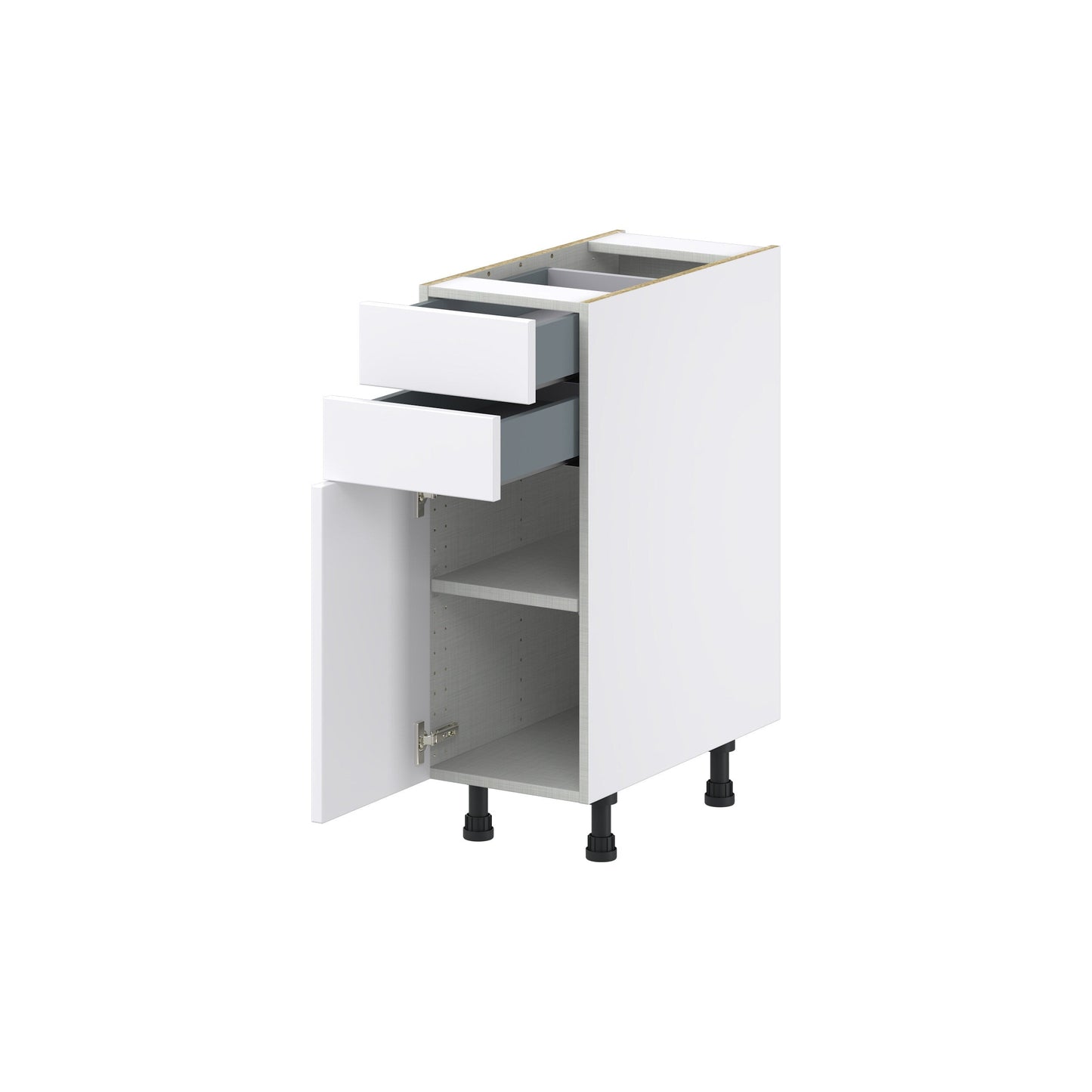 Hugo&Borg Lasalle 12-in W x 34.5-in H x 24-in D Bright White Slab 2-Drawers Base Fully Assembled Cabinet (Flat Panel Slab Style)