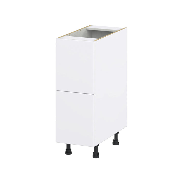 Hugo&Borg Lasalle 12-in W x 34.5-in H x 24-in D Bright White Slab 2-Drawer Base Fully Assembled Cabinet (Flat Panel Style)