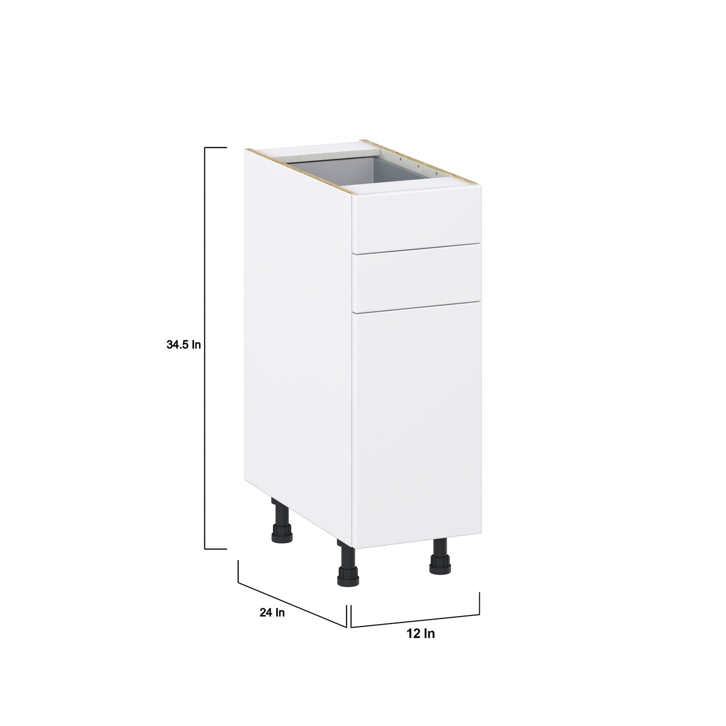 Hugo&Borg Lasalle 12-in W x 34.5-in H x 24-in D Bright White Slab 2-Drawers Base Fully Assembled Cabinet (Flat Panel Slab Style)