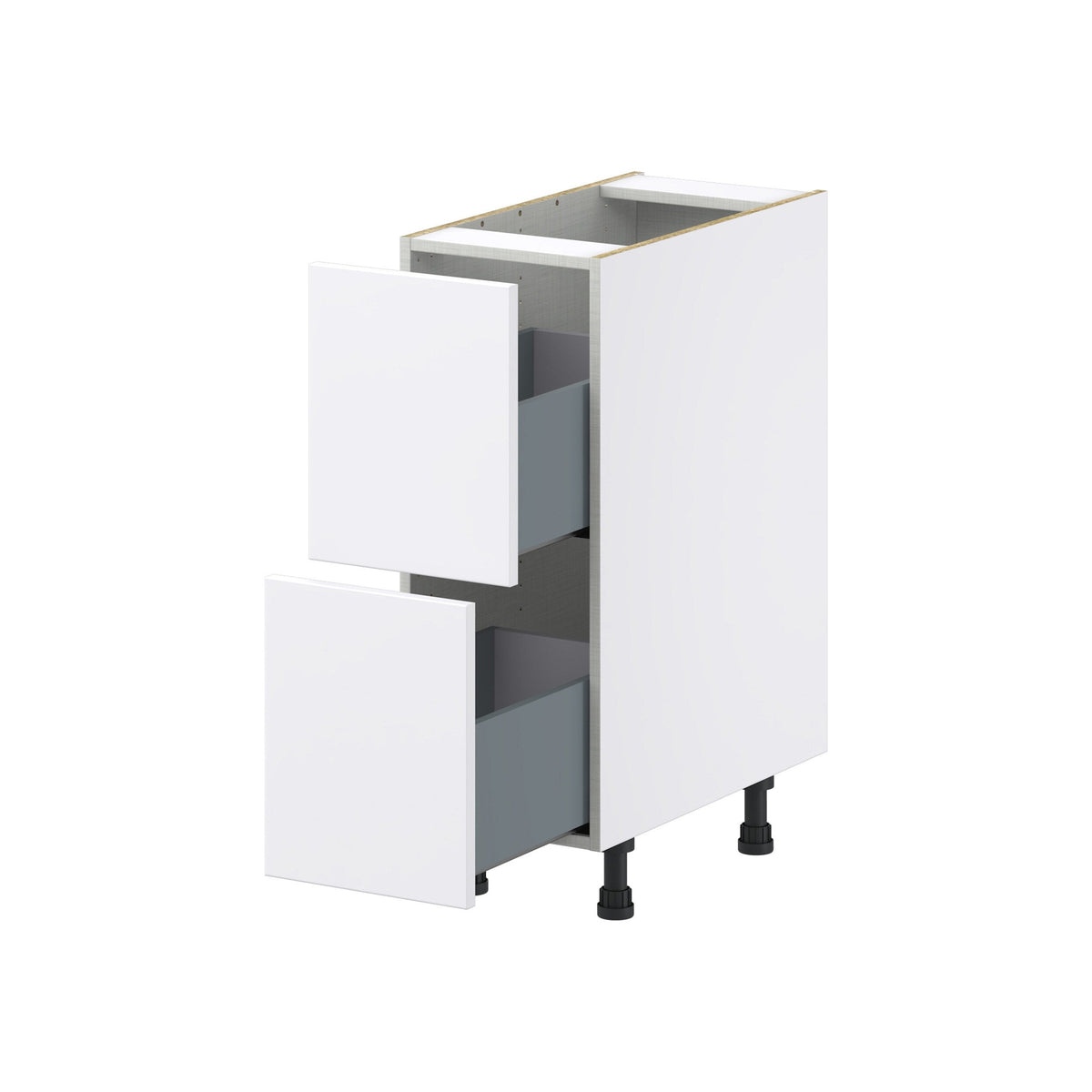 Hugo&Borg Lasalle 12-in W x 34.5-in H x 24-in D Bright White Slab 2-Drawer Base Fully Assembled Cabinet (Flat Panel Style)