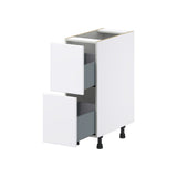 Hugo&Borg Lasalle 12-in W x 34.5-in H x 24-in D Bright White Slab 2-Drawer Base Fully Assembled Cabinet (Flat Panel Style)