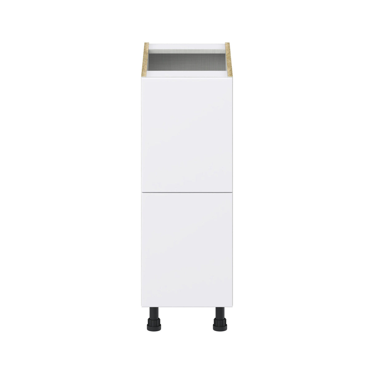 Hugo&Borg Lasalle 12-in W x 34.5-in H x 24-in D Bright White Slab 2-Drawer Base Fully Assembled Cabinet (Flat Panel Style)