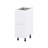 Hugo&Borg Lasalle 12-in W x 34.5-in H x 24-in D Bright White Slab 3-Drawer Base Fully Assembled Cabinet (Flat Panel Style)