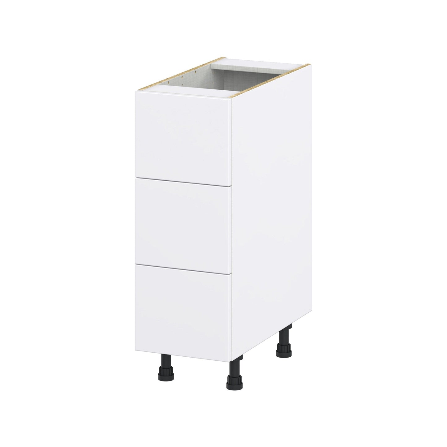 Hugo&Borg Lasalle 12-in W x 34.5-in H x 24-in D Bright White Slab 3-Drawer Base Fully Assembled Cabinet (Flat Panel Style)