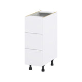 Hugo&Borg Lasalle 12-in W x 34.5-in H x 24-in D Bright White Slab 3-Drawer Base Fully Assembled Cabinet (Flat Panel Style)