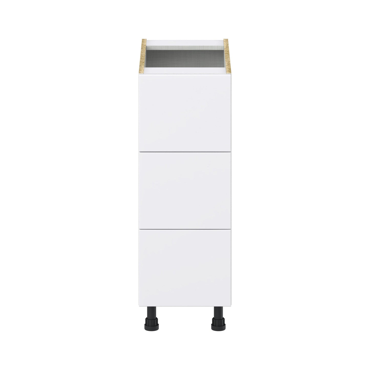 Hugo&Borg Lasalle 12-in W x 34.5-in H x 24-in D Bright White Slab 3-Drawer Base Fully Assembled Cabinet (Flat Panel Style)