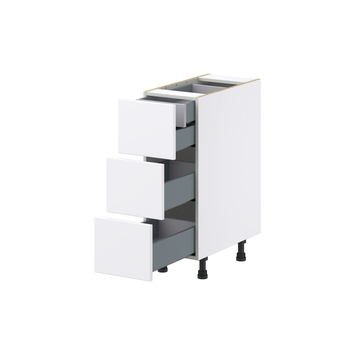 Hugo&Borg Lasalle 12-in W x 34.5-in H x 24-in D Bright White Slab 4-Drawer Base Fully Assembled Cabinet (Flat Panel Style)