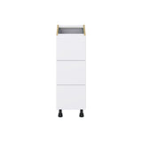 Hugo&Borg Lasalle 12-in W x 34.5-in H x 24-in D Bright White Slab 4-Drawer Base Fully Assembled Cabinet (Flat Panel Style)