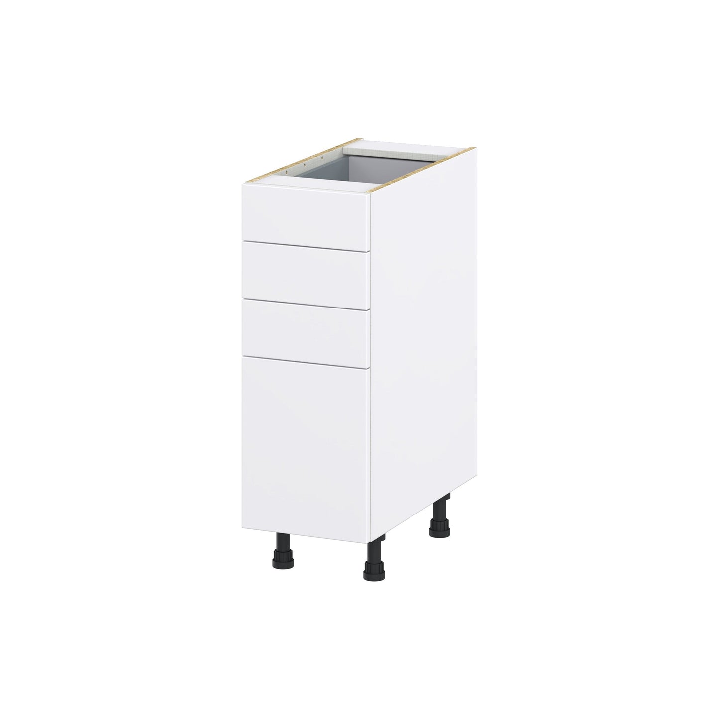 Hugo&Borg Lasalle 12-in W x 34.5-in H x 24-in D Bright White Slab 4-Drawer Base Fully Assembled Cabinet (Flat Panel Style)