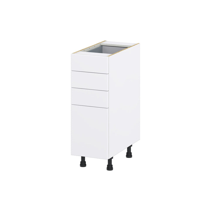 Hugo&Borg Lasalle 12-in W x 34.5-in H x 24-in D Bright White Slab 4-Drawer Base Fully Assembled Cabinet (Flat Panel Style)