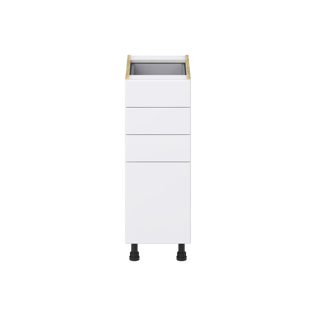 Hugo&Borg Lasalle 12-in W x 34.5-in H x 24-in D Bright White Slab 4-Drawer Base Fully Assembled Cabinet (Flat Panel Style)