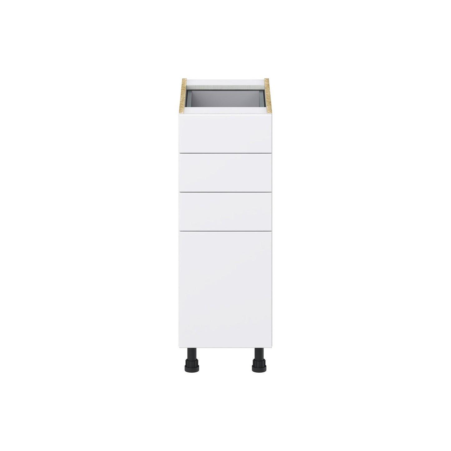 Hugo&Borg Lasalle 12-in W x 34.5-in H x 24-in D Bright White Slab 4-Drawer Base Fully Assembled Cabinet (Flat Panel Style)
