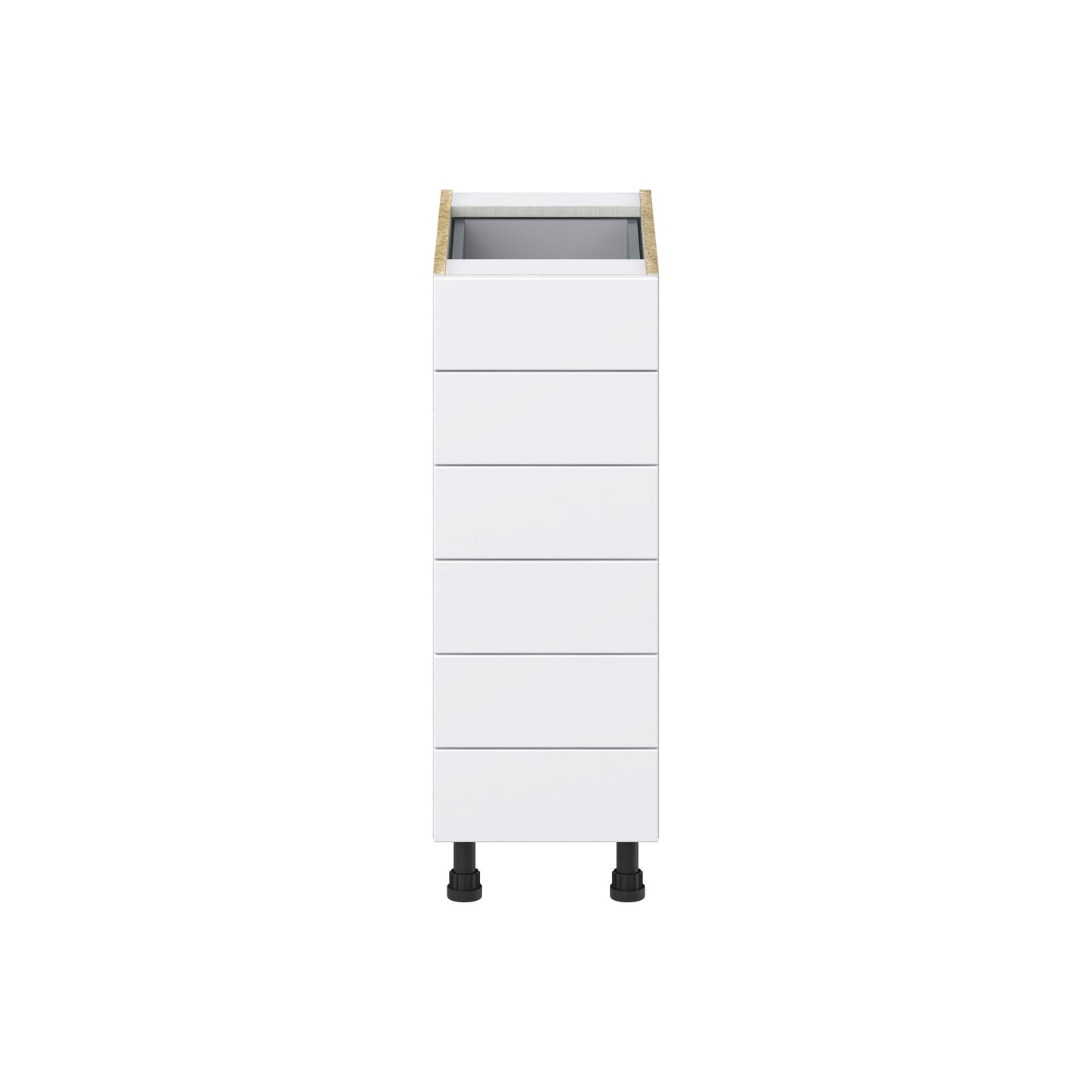 Hugo&Borg Lasalle 12-in W x 34.5-in H x 24-in D Bright White Slab 6-Drawer Base Fully Assembled Cabinet (Flat Panel Style)