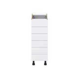 Hugo&Borg Lasalle 12-in W x 34.5-in H x 24-in D Bright White Slab 6-Drawer Base Fully Assembled Cabinet (Flat Panel Style)