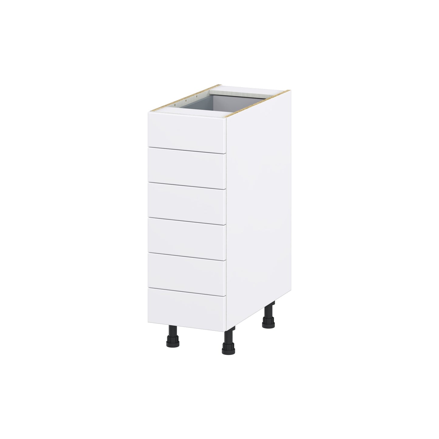 Hugo&Borg Lasalle 12-in W x 34.5-in H x 24-in D Bright White Slab 6-Drawer Base Fully Assembled Cabinet (Flat Panel Style)