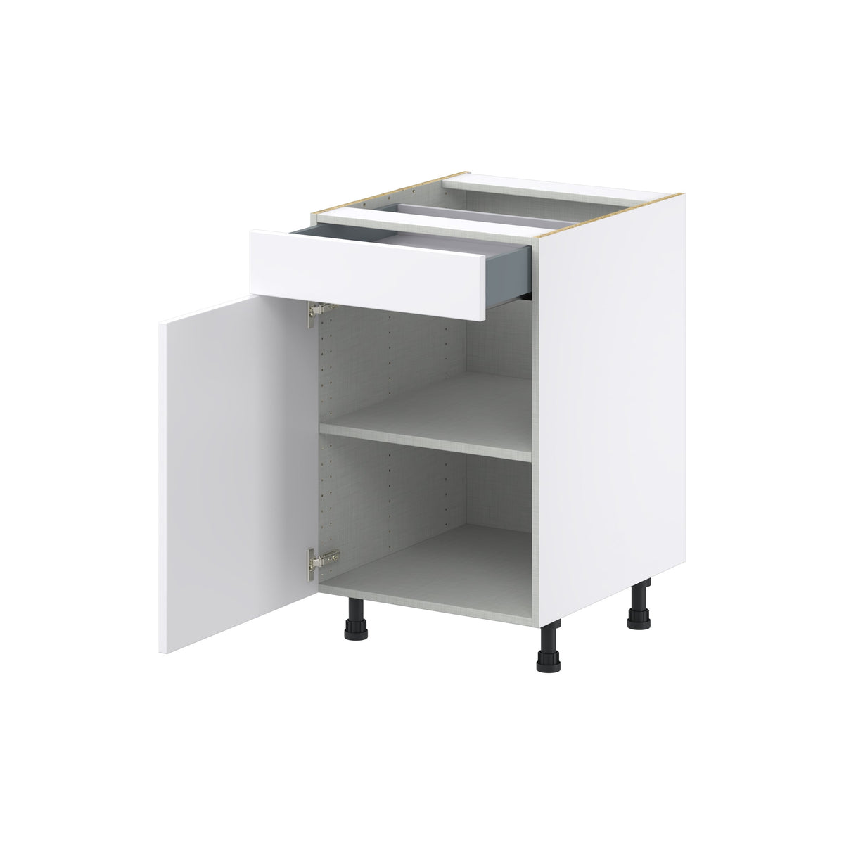 Hugo&Borg Lasalle 21-in W x 34.5-in H x 24-in D Bright White Slab 1-Drawer Base Fully Assembled Cabinet (Flat Panel Slab Style)