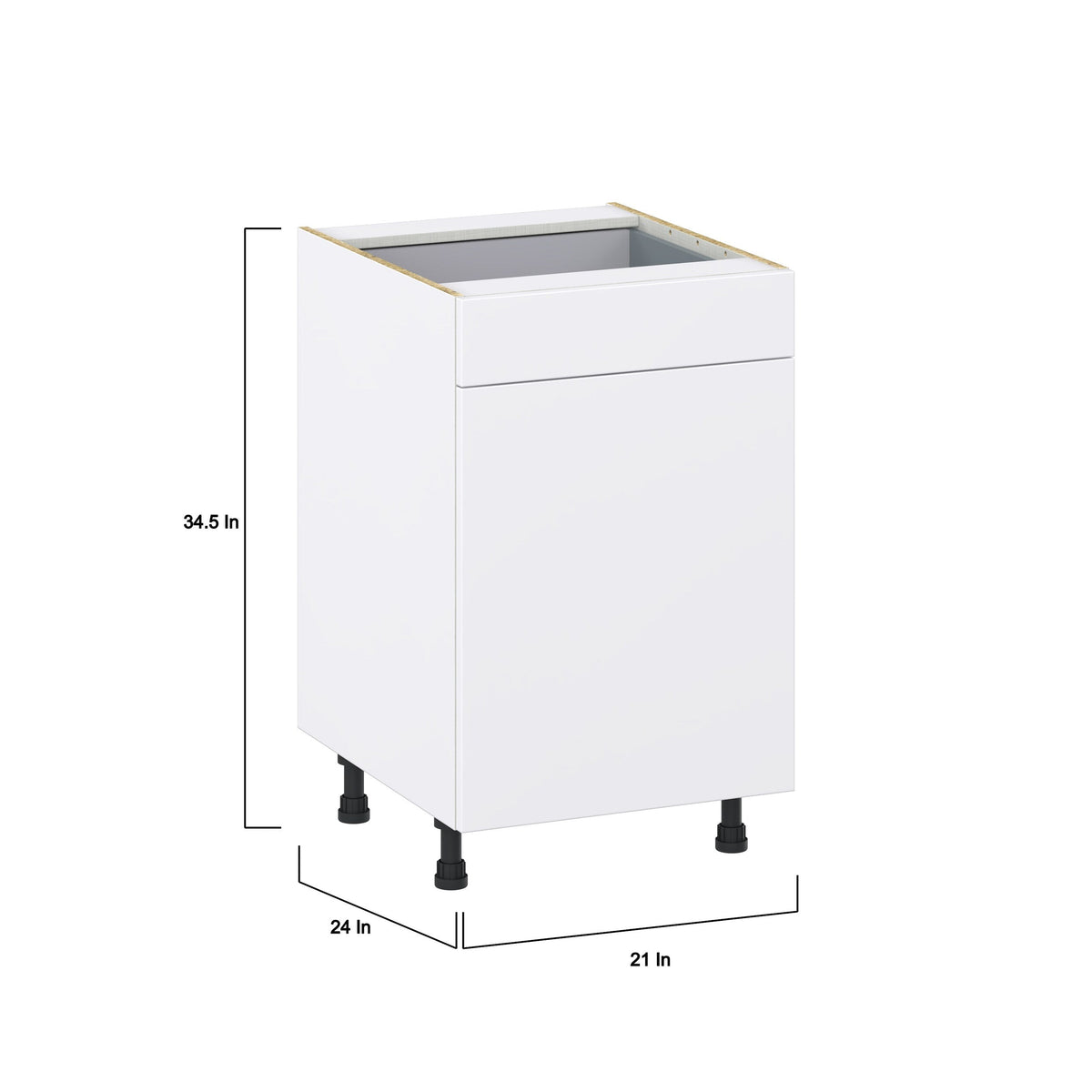 Hugo&Borg Lasalle 21-in W x 34.5-in H x 24-in D Bright White Slab 1-Drawer Base Fully Assembled Cabinet (Flat Panel Slab Style)