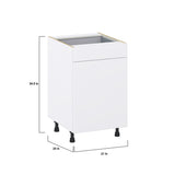 Hugo&Borg Lasalle 21-in W x 34.5-in H x 24-in D Bright White Slab 1-Drawer Base Fully Assembled Cabinet (Flat Panel Slab Style)