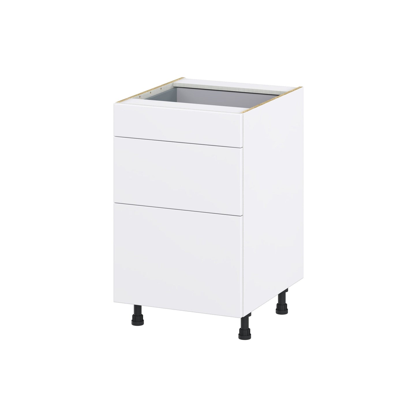 Hugo&Borg Lasalle 21-in W x 34.5-in H x 24-in D Bright White Slab 3-Drawer Base Fully Assembled Cabinet (Flat Panel Style)