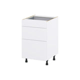 Hugo&Borg Lasalle 21-in W x 34.5-in H x 24-in D Bright White Slab 3-Drawer Base Fully Assembled Cabinet (Flat Panel Style)