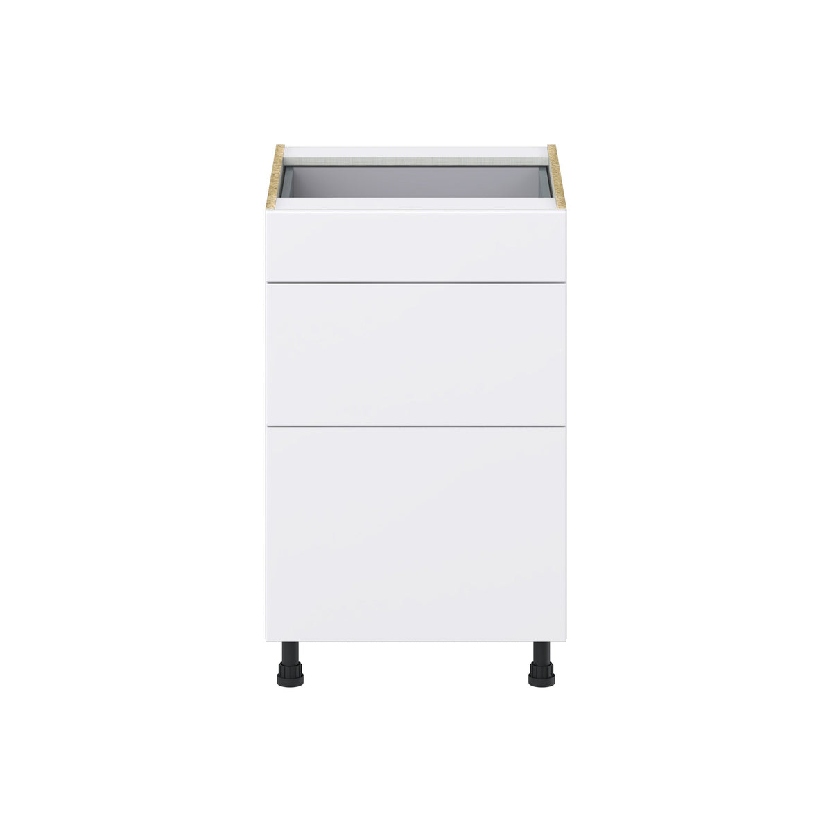 Hugo&Borg Lasalle 21-in W x 34.5-in H x 24-in D Bright White Slab 3-Drawer Base Fully Assembled Cabinet (Flat Panel Style)