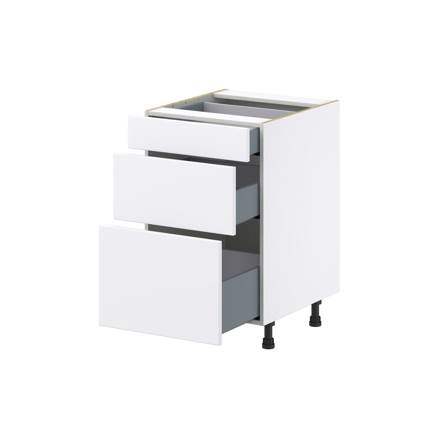 Hugo&Borg Lasalle 21-in W x 34.5-in H x 24-in D Bright White Slab 3-Drawer Base Fully Assembled Cabinet (Flat Panel Style)