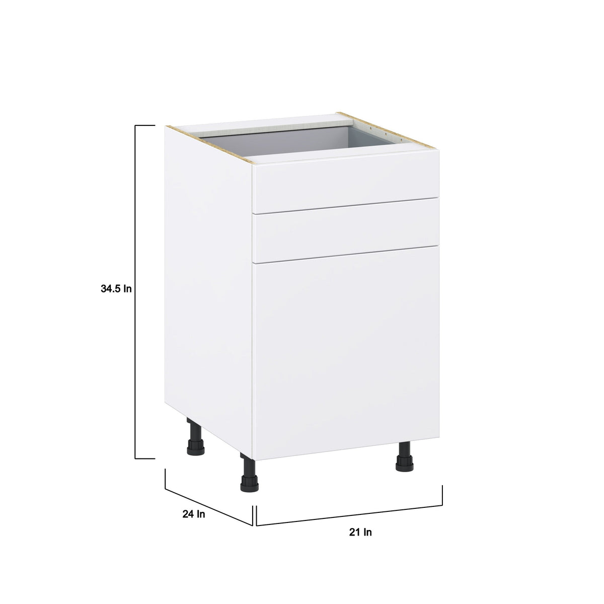 Hugo&Borg Lasalle 21-in W x 34.5-in H x 24-in D Bright White Slab 2-Drawers Base Fully Assembled Cabinet (Flat Panel Slab Style)