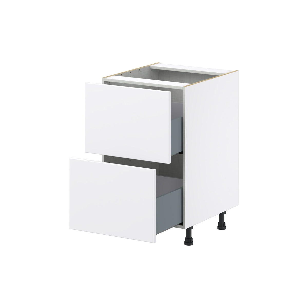 Hugo&Borg Lasalle 21-in W x 34.5-in H x 24-in D Bright White Slab 2-Drawer Base Fully Assembled Cabinet (Flat Panel Style)