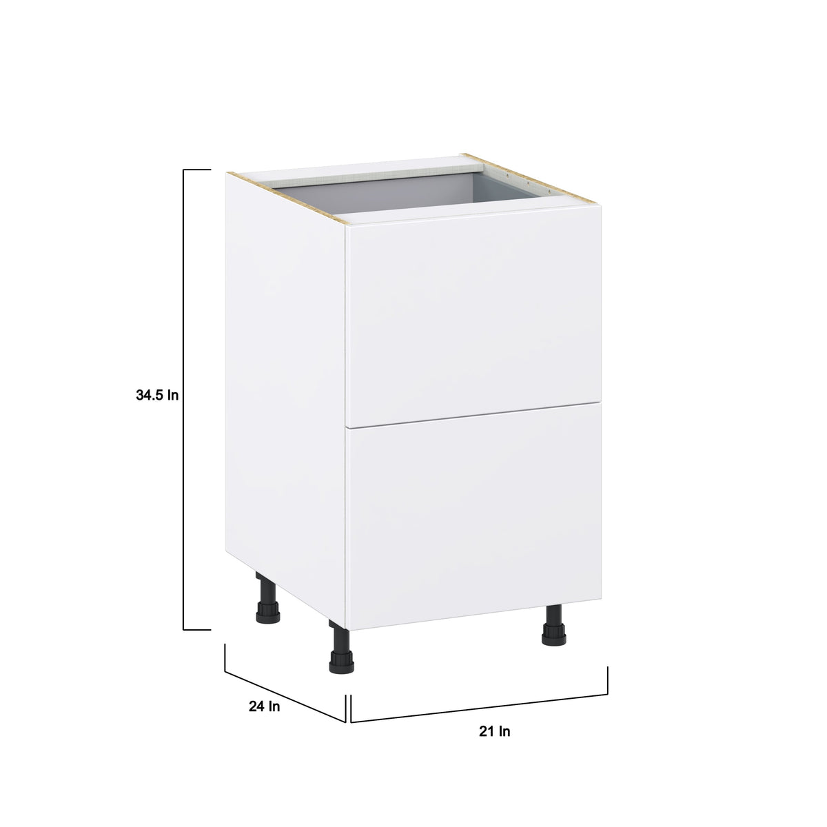 Hugo&Borg Lasalle 21-in W x 34.5-in H x 24-in D Bright White Slab 3-Drawer Base Fully Assembled Cabinet (Flat Panel Style)