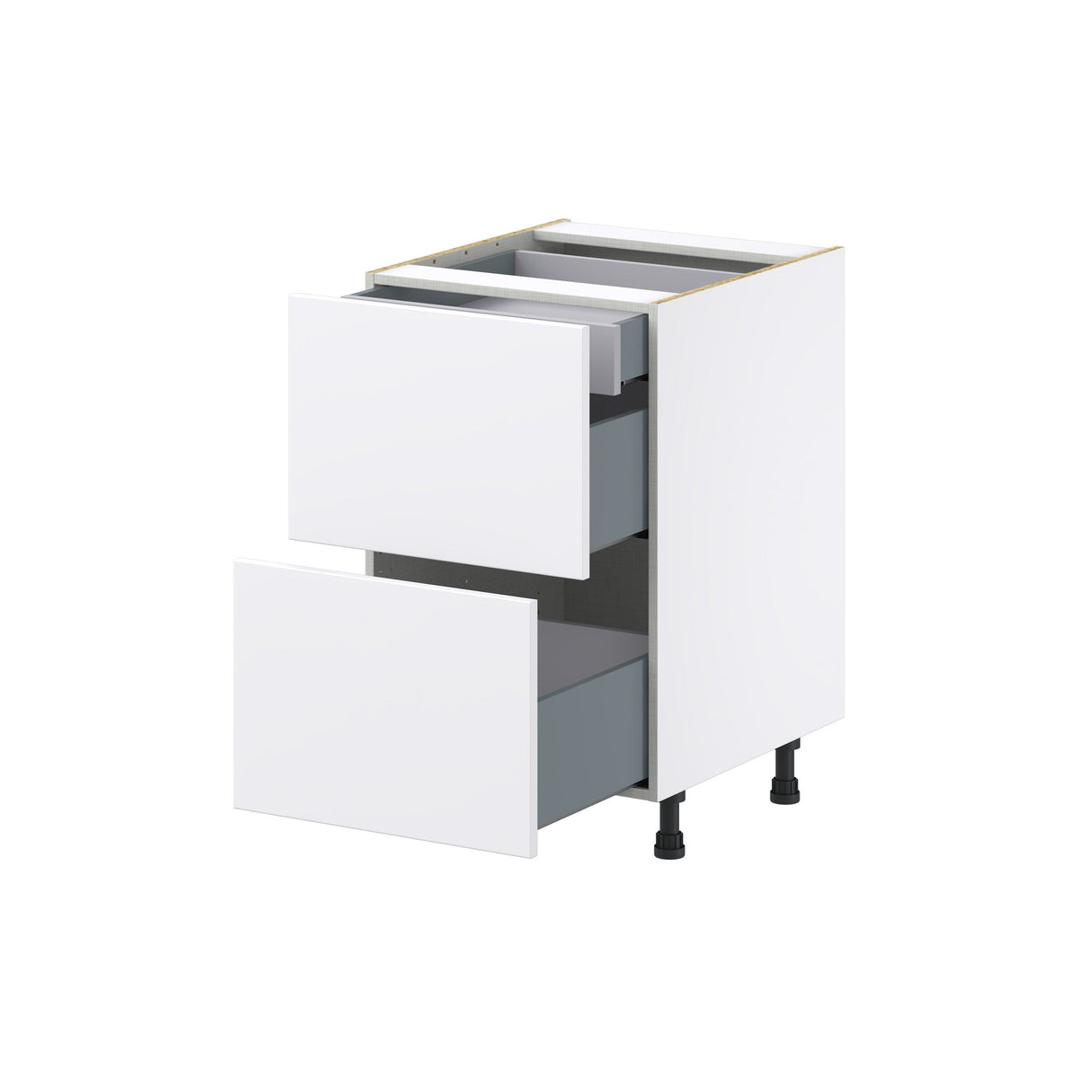 Hugo&Borg Lasalle 21-in W x 34.5-in H x 24-in D Bright White Slab 3-Drawer Base Fully Assembled Cabinet (Flat Panel Style)