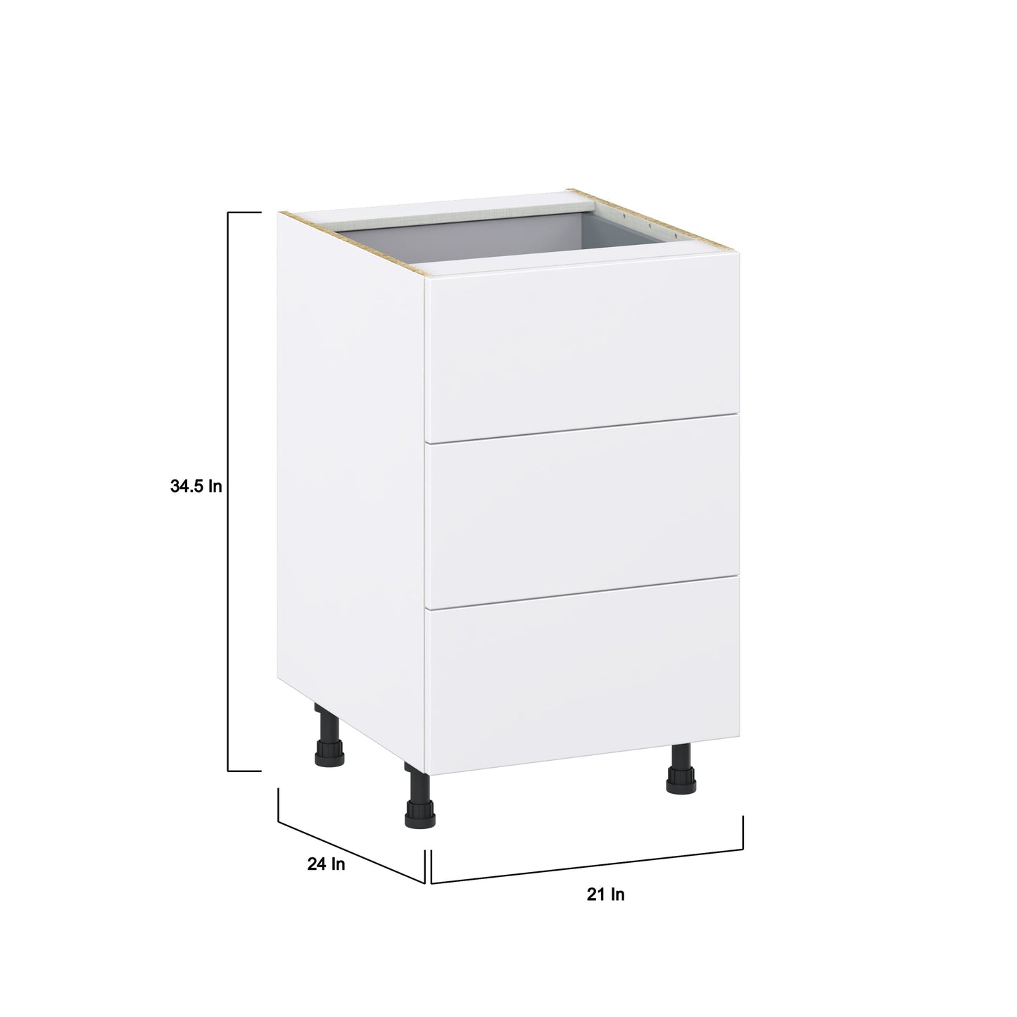 Hugo&Borg Lasalle 21-in W x 34.5-in H x 24-in D Bright White Slab 4-Drawer Base Fully Assembled Cabinet (Flat Panel Style)