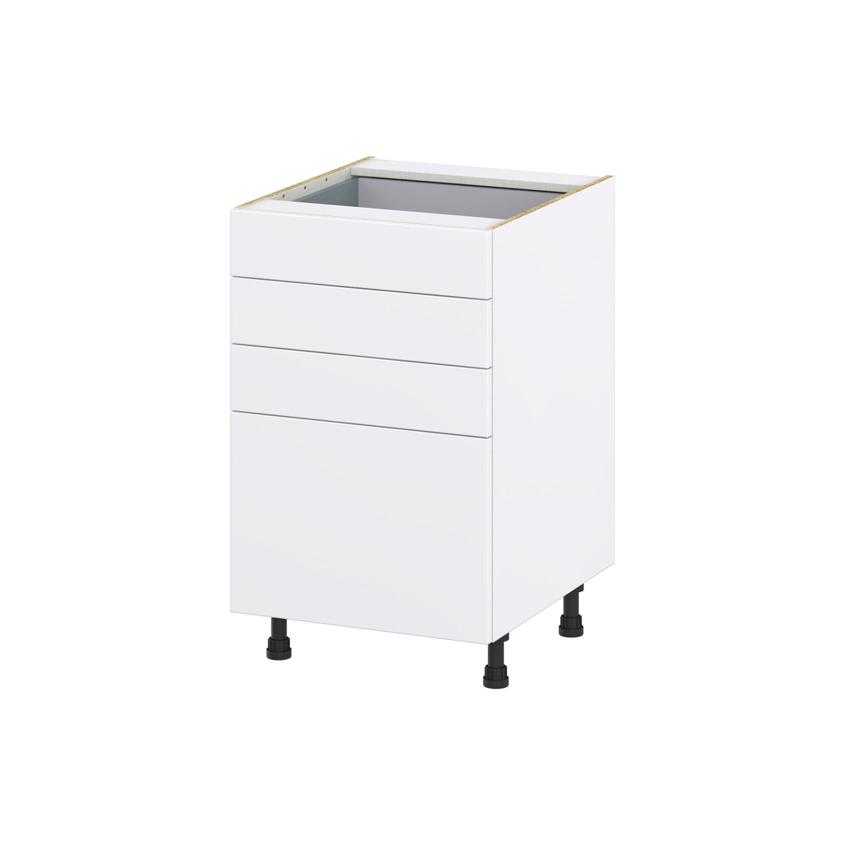 Hugo&Borg Lasalle 21-in W x 34.5-in H x 24-in D Bright White Slab 4-Drawer Base Fully Assembled Cabinet (Flat Panel Style)
