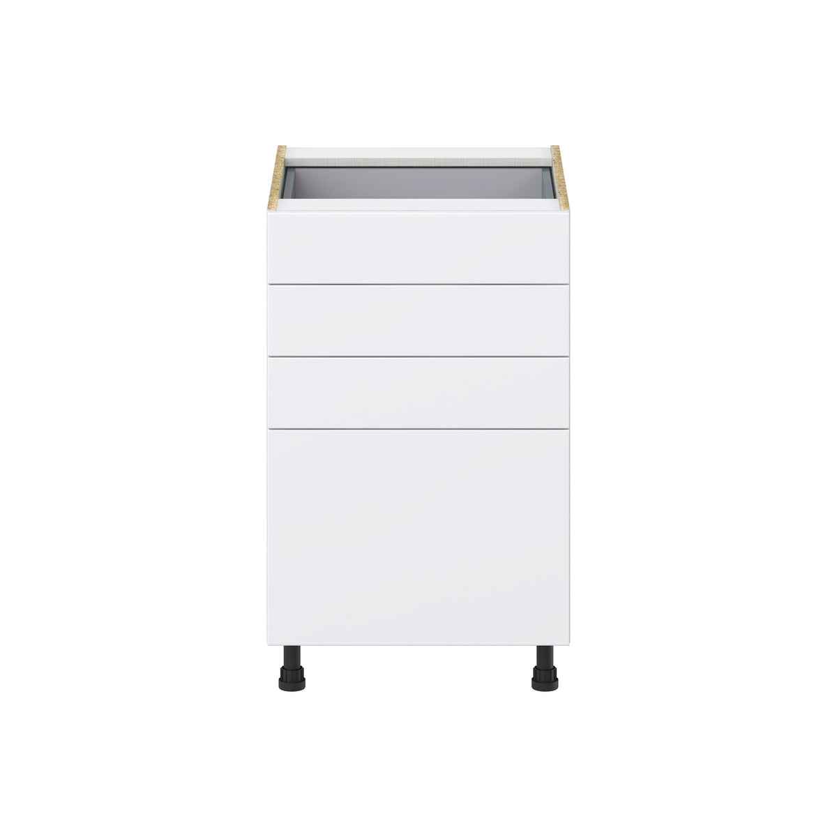 Hugo&Borg Lasalle 21-in W x 34.5-in H x 24-in D Bright White Slab 4-Drawer Base Fully Assembled Cabinet (Flat Panel Style)
