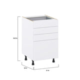 Hugo&Borg Lasalle 21-in W x 34.5-in H x 24-in D Bright White Slab 4-Drawer Base Fully Assembled Cabinet (Flat Panel Style)
