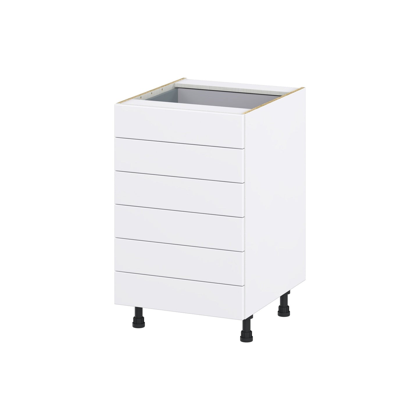 Hugo&Borg Lasalle 21-in W x 34.5-in H x 24-in D Bright White Slab 6-Drawer Base Fully Assembled Cabinet (Flat Panel Style)