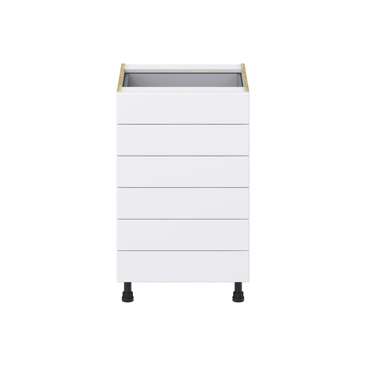 Hugo&Borg Lasalle 21-in W x 34.5-in H x 24-in D Bright White Slab 6-Drawer Base Fully Assembled Cabinet (Flat Panel Style)