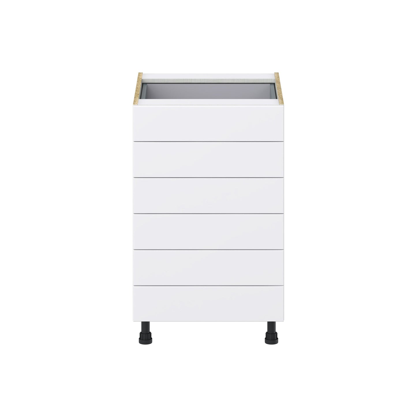 Hugo&Borg Lasalle 21-in W x 34.5-in H x 24-in D Bright White Slab 6-Drawer Base Fully Assembled Cabinet (Flat Panel Style)