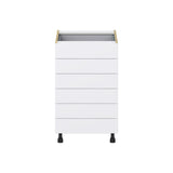 Hugo&Borg Lasalle 21-in W x 34.5-in H x 24-in D Bright White Slab 6-Drawer Base Fully Assembled Cabinet (Flat Panel Style)