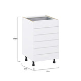 Hugo&Borg Lasalle 21-in W x 34.5-in H x 24-in D Bright White Slab 6-Drawer Base Fully Assembled Cabinet (Flat Panel Style)