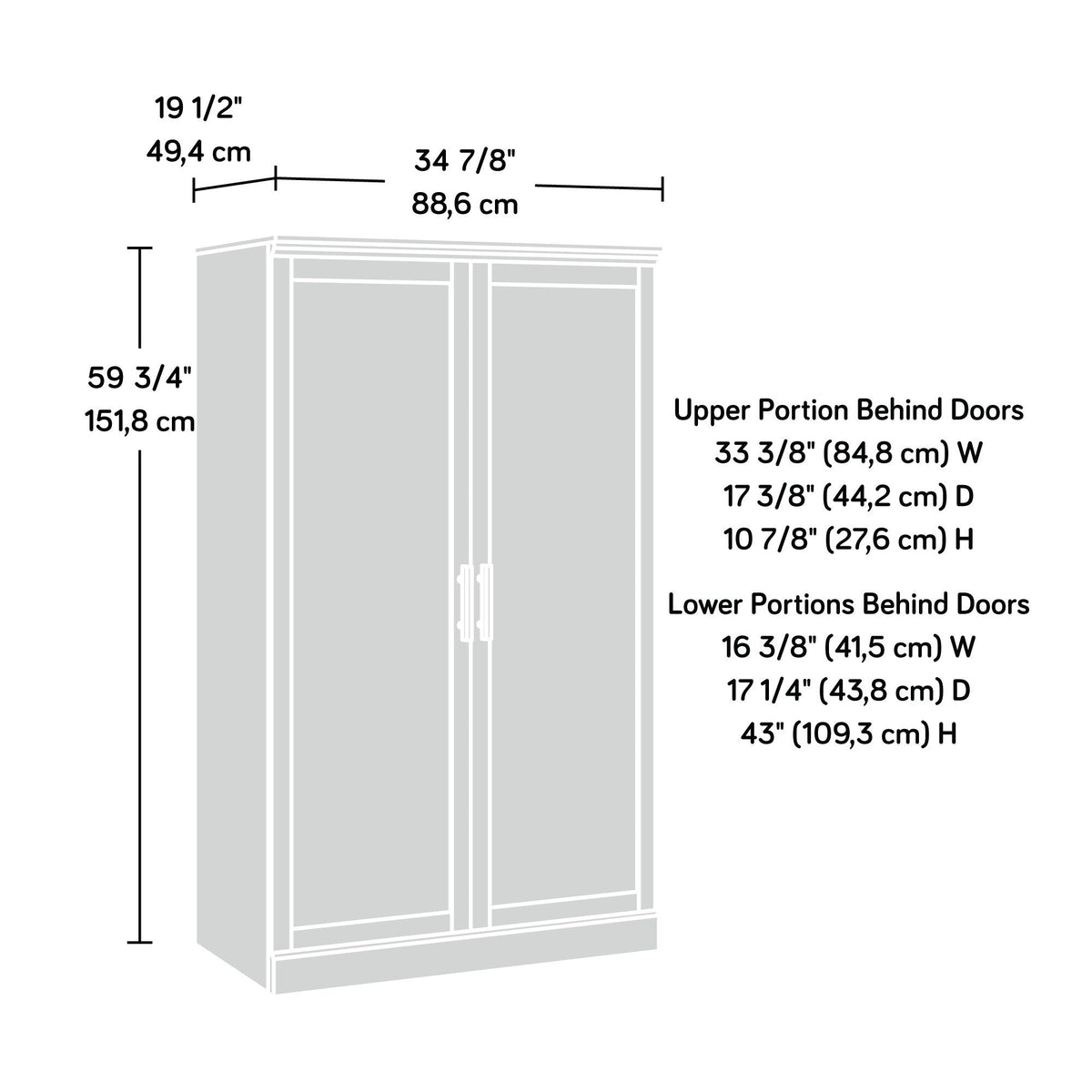 Sauder 34.882-in W x 59.764-in H Particleboard Prime Oak Freestanding Utility Storage Cabinet