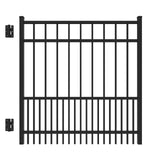 Freedom Sydney 4-ft H x 4-ft W Black Aluminum Spaced Picket Flat-top Decorative Fence Gate