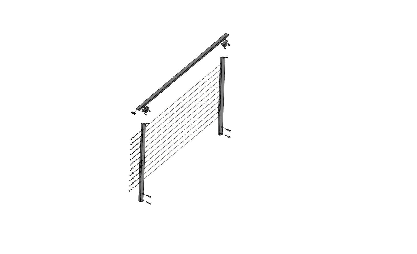 CityPost Stair Face Mount Steel Deck Cable Rail Kit