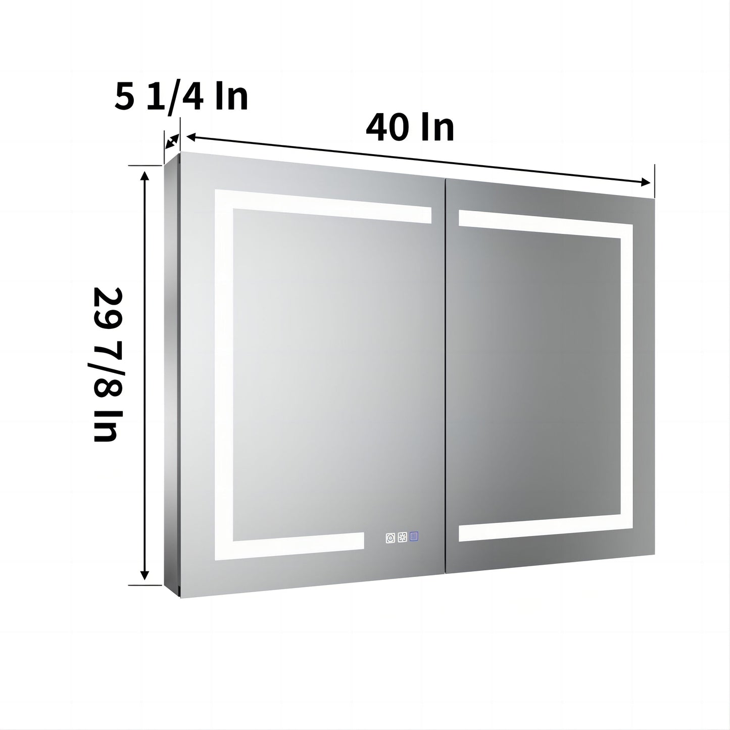 ExBrite 40-in x 30-in Lighted LED Fog Free Surface/Recessed Mount Silver Mirrored Soft Close Medicine Cabinet with Outlet