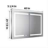ExBrite 40-in x 30-in Lighted LED Fog Free Surface/Recessed Mount Silver Mirrored Soft Close Medicine Cabinet with Outlet
