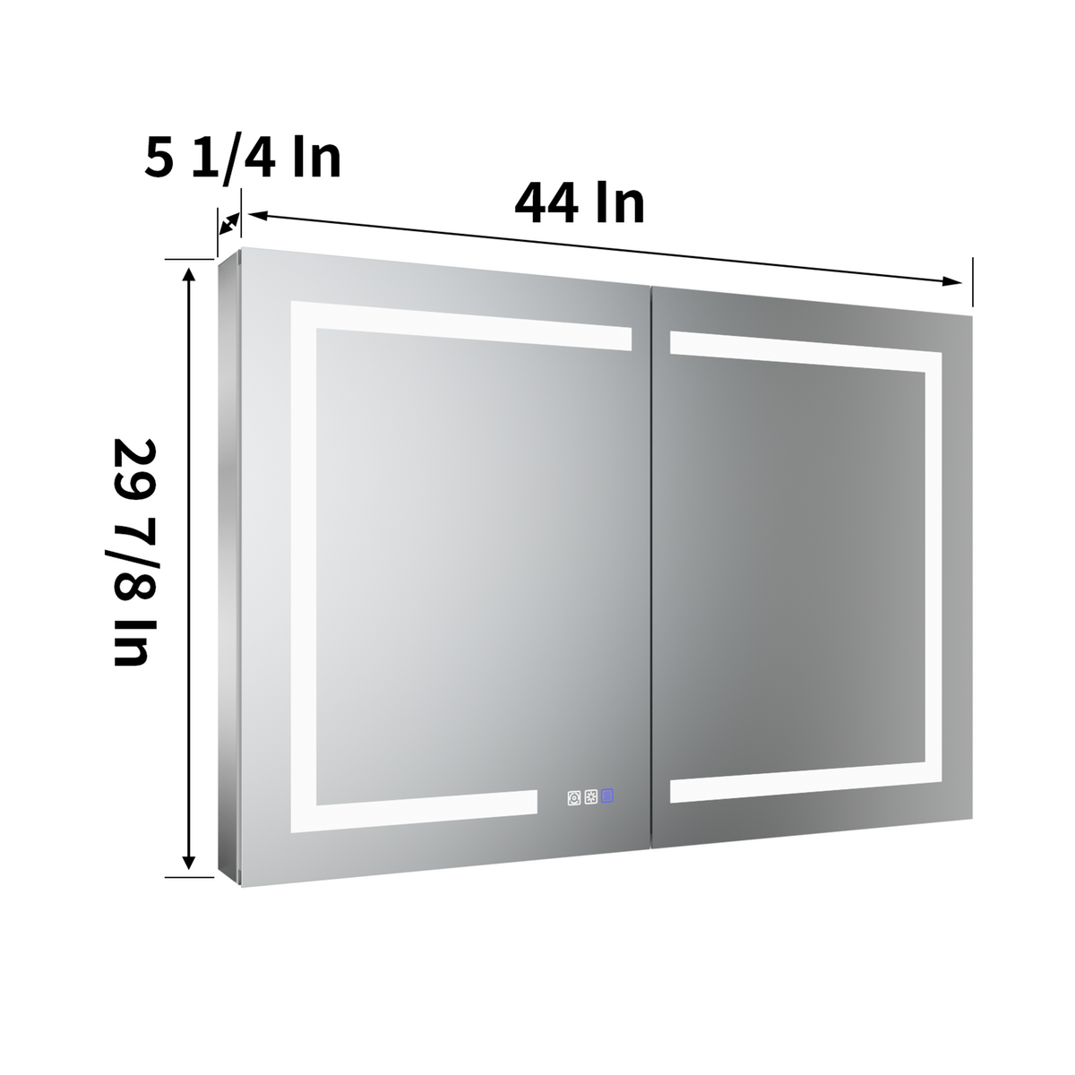 ExBrite 44-in x 30-in Lighted LED Fog Free Surface/Recessed Mount Silver Mirrored Soft Close Medicine Cabinet with Outlet